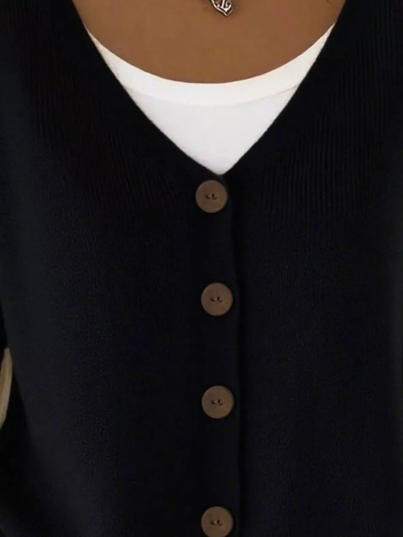 Full Size Button-Front V-Neck Cardigan Plus Size 