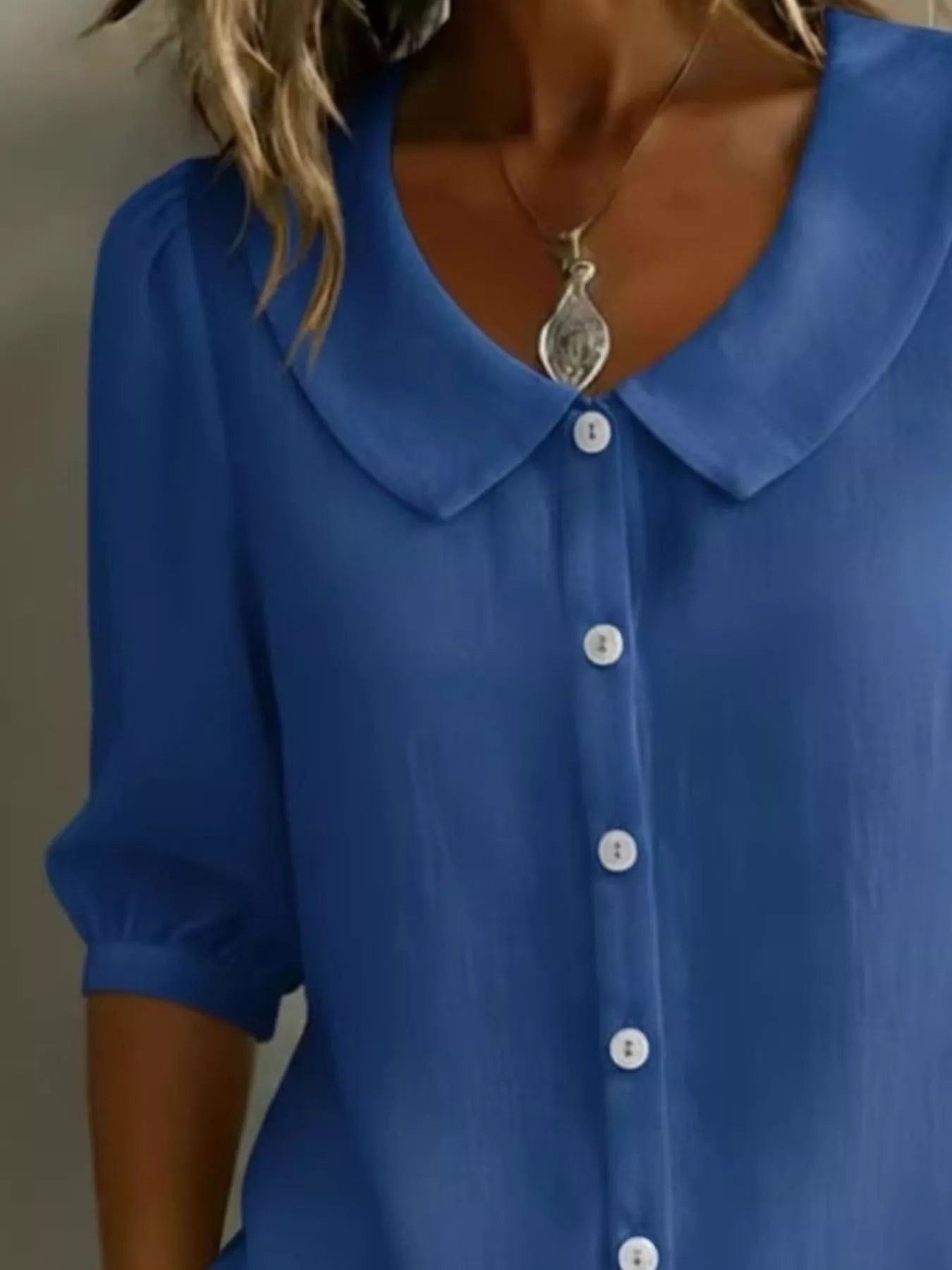 Full Size Peter Pan Collar Button-Down Shirt Plus Size 