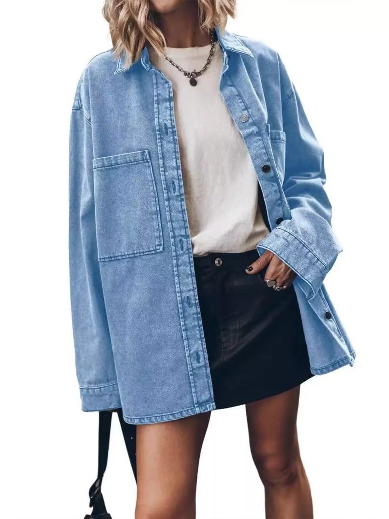 Oversized Button Up Denim Shirt 