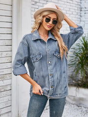 Button Up Long Sleeve Denim Jacket 