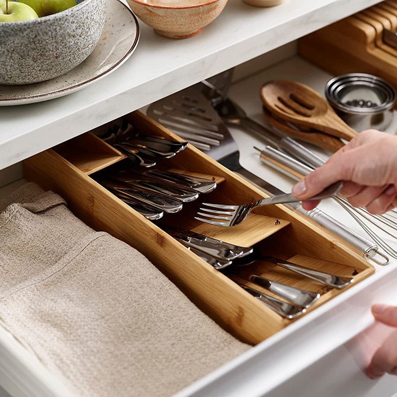 Bamboo Cutlery Organizer – Space-Saving Kitchen Drawer Solution 