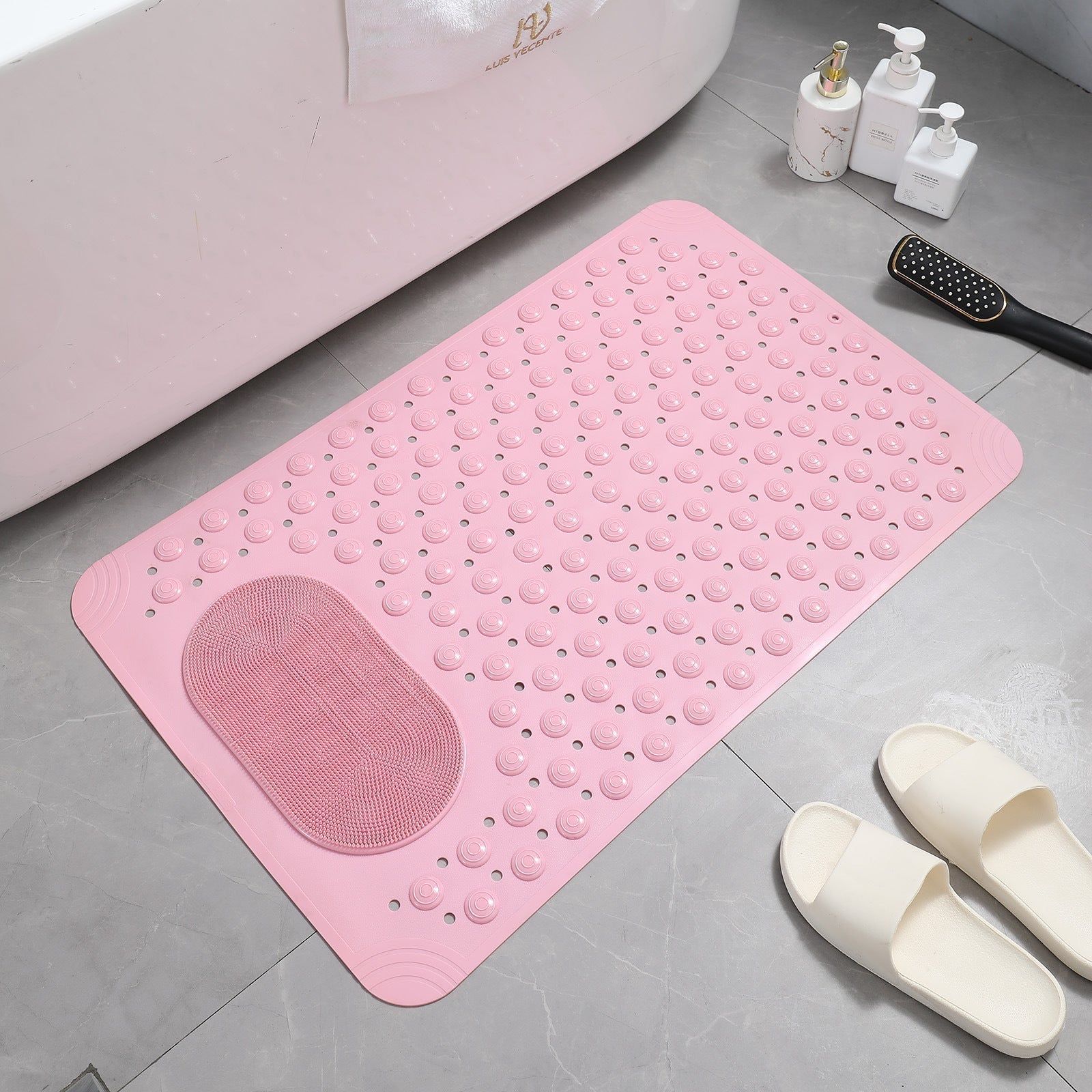 Bath Mat with Non-Slip High-Traction Design | Enhanced Safety for Bathroom Use 