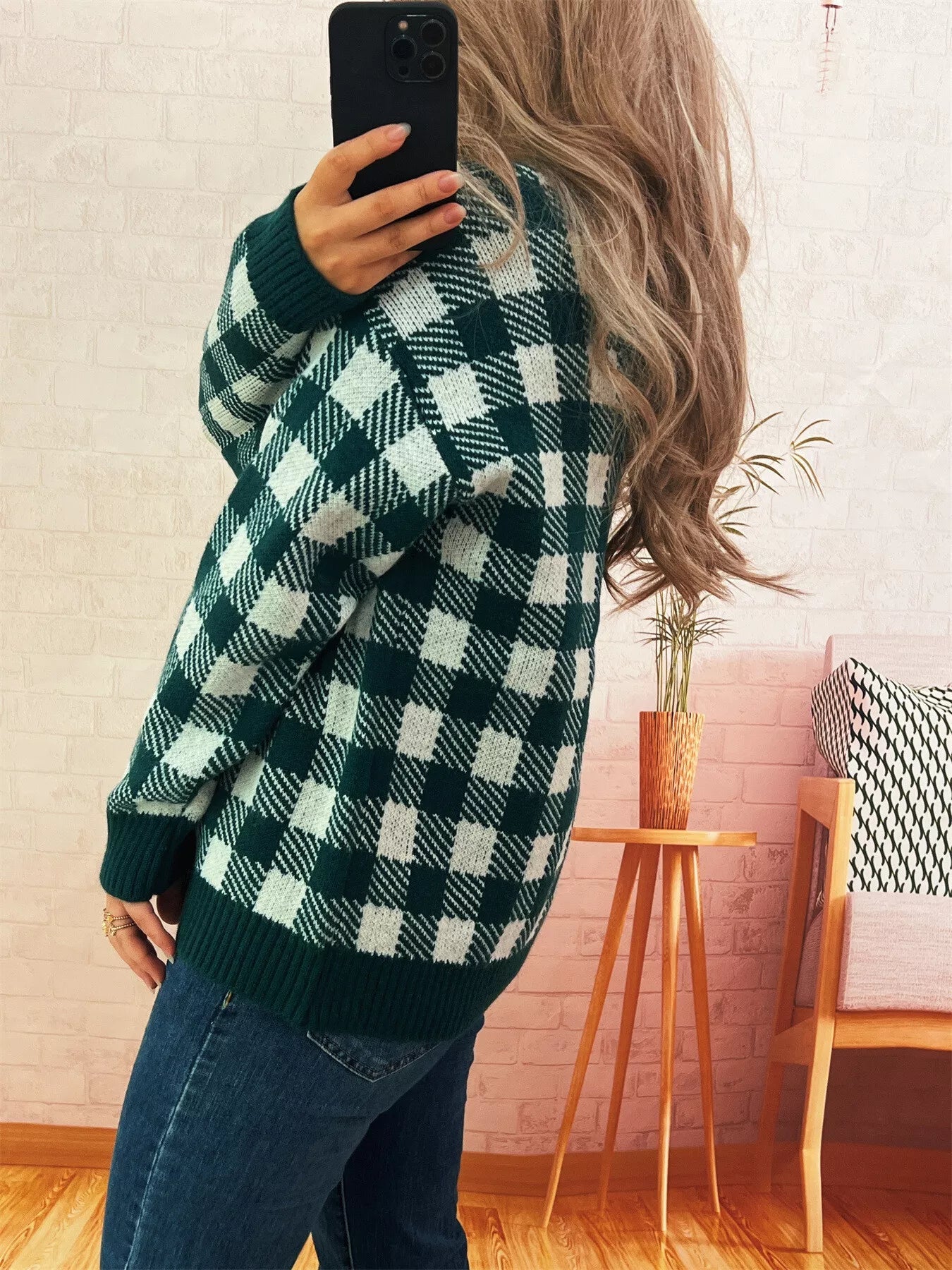 Plaid Button-Down Cardigan 