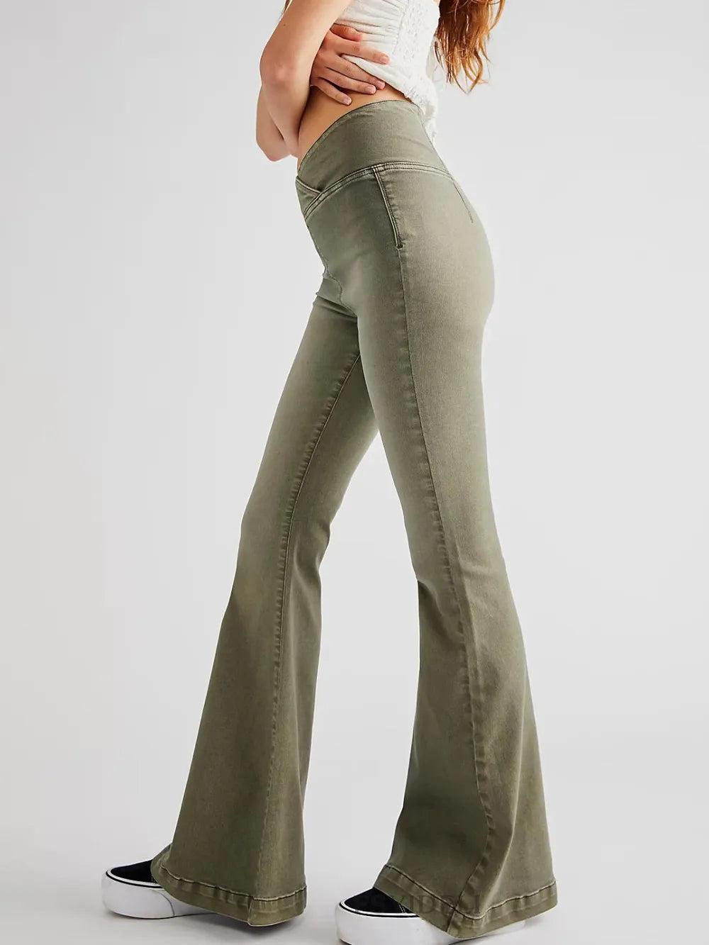 Asymmetric Waist Flare Jeans 