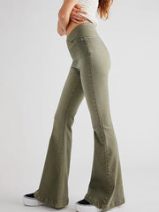 Asymmetric Waist Flare Jeans 