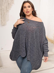 Plus Size Round Neck Batwing Sleeve Sweater 