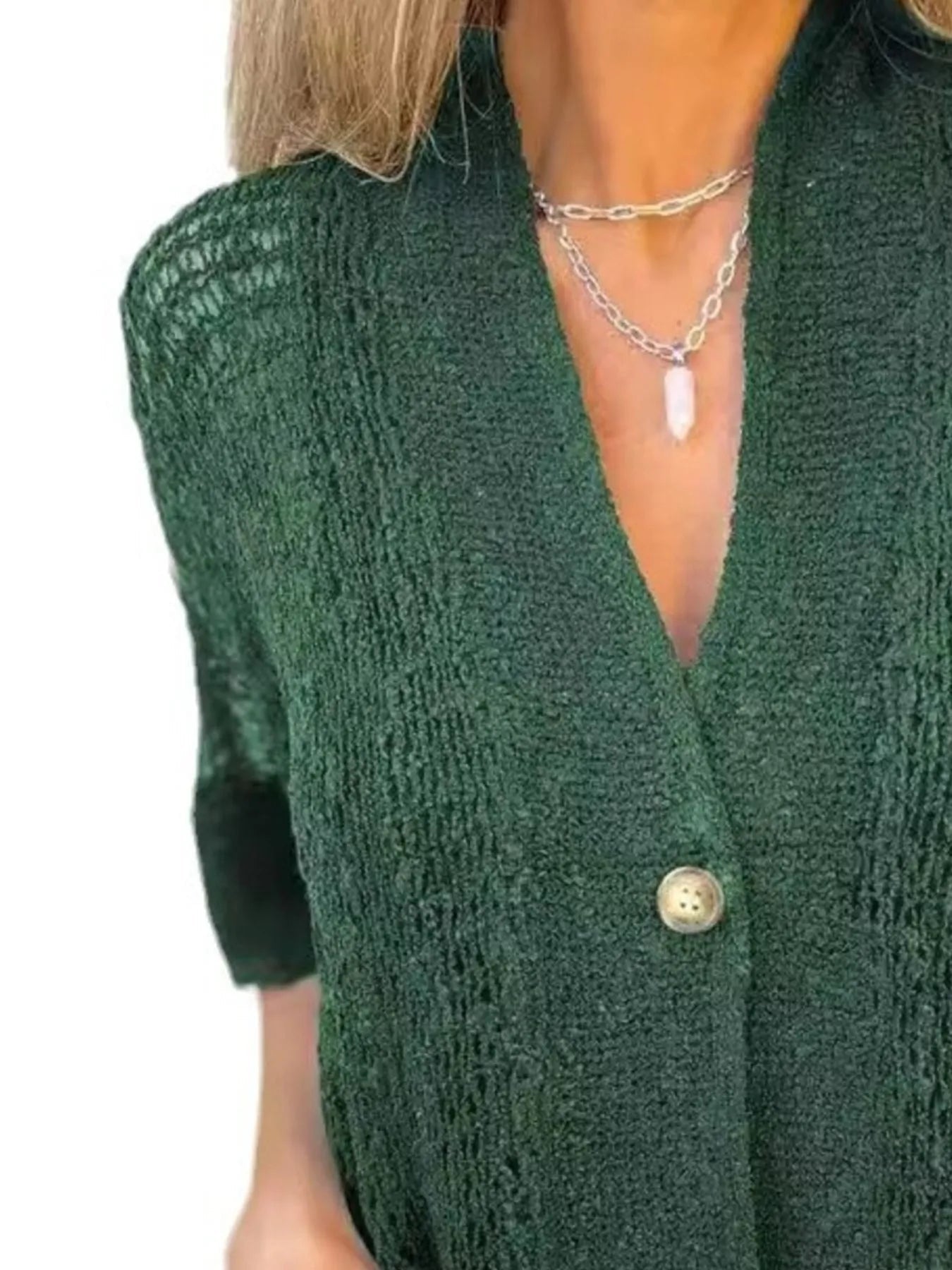 Full Size One Button Half Sleeve Cardigan Plus Size 