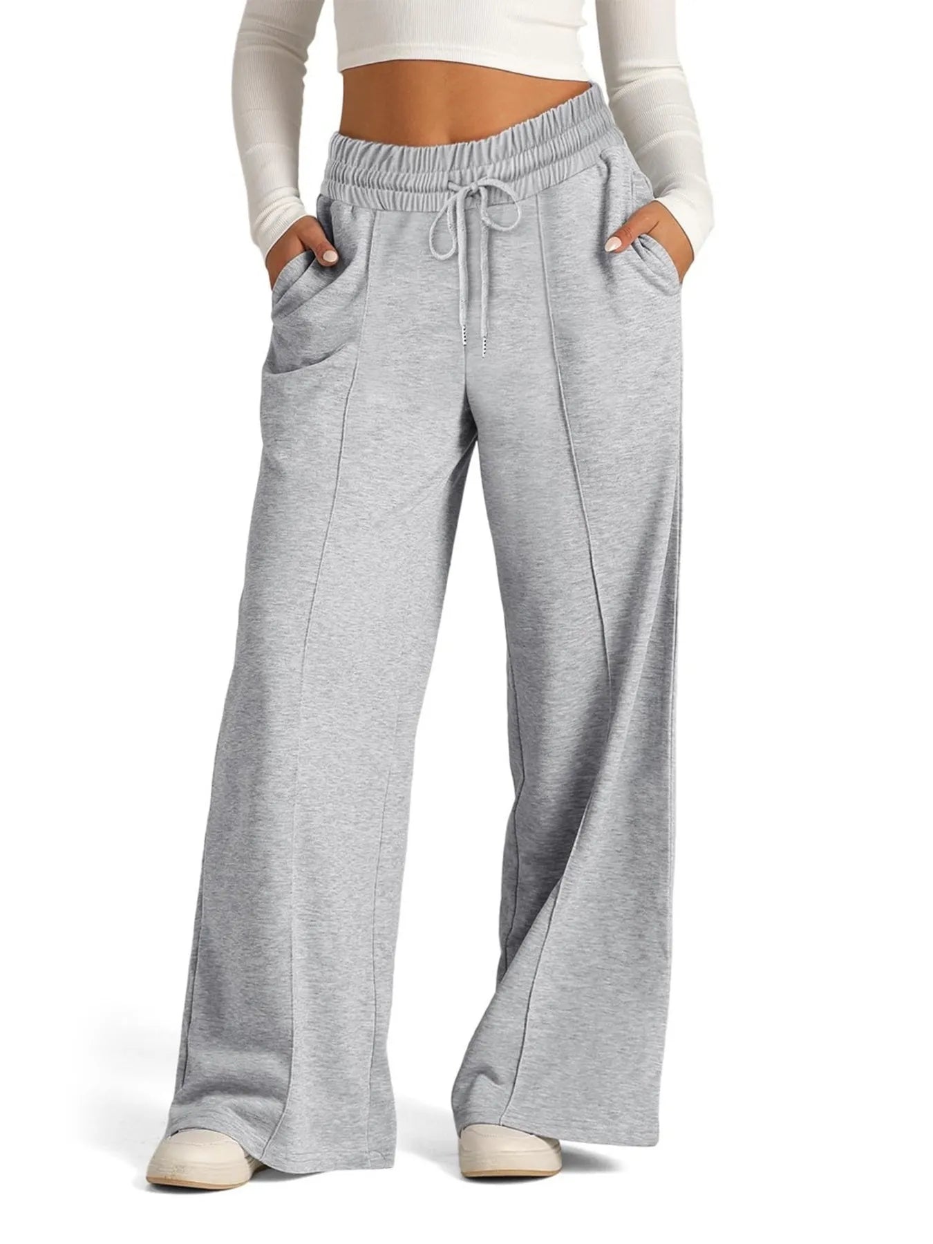 Full Size Drawstring Relaxed Fit Wide Leg Pants Plus Size 