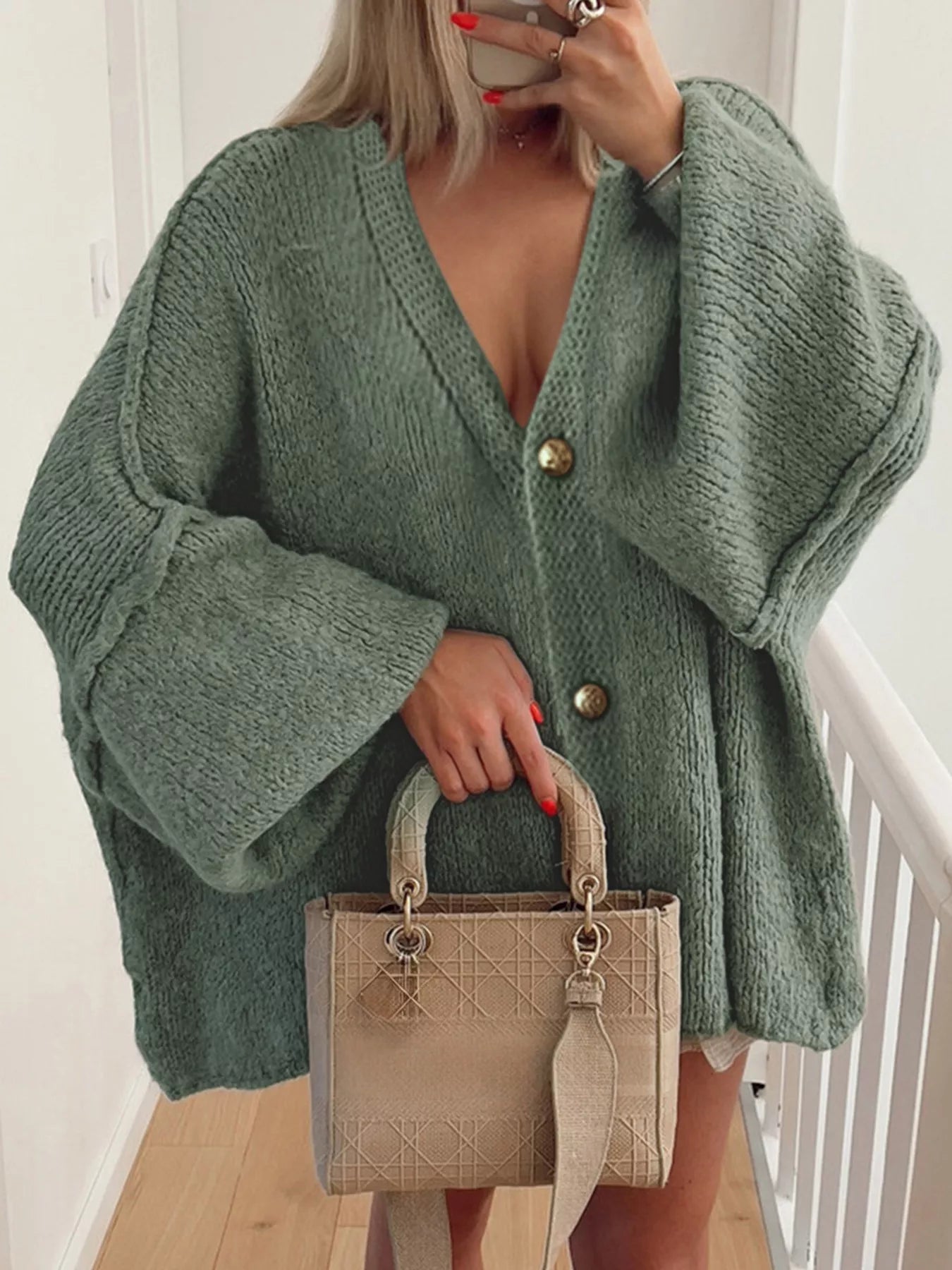 Oversized Knit Button Up Cardigan 