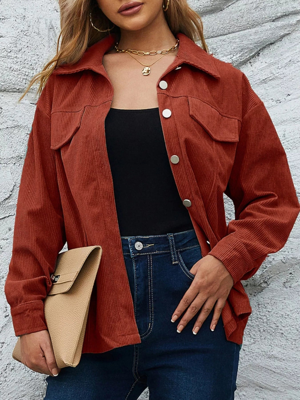 Corduroy Button-Down Shacket 