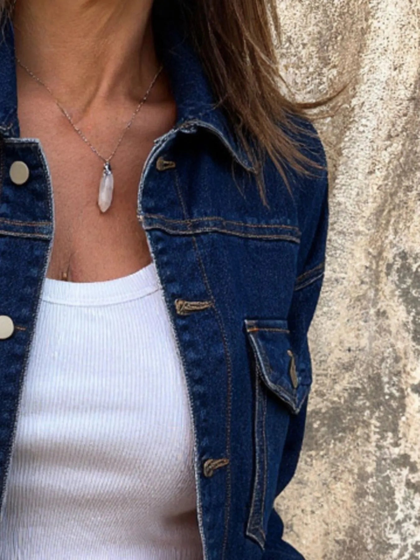 Button Up Long Sleeve Denim Jacket 