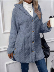 Hooded Button-Down Fleece Outerwear 