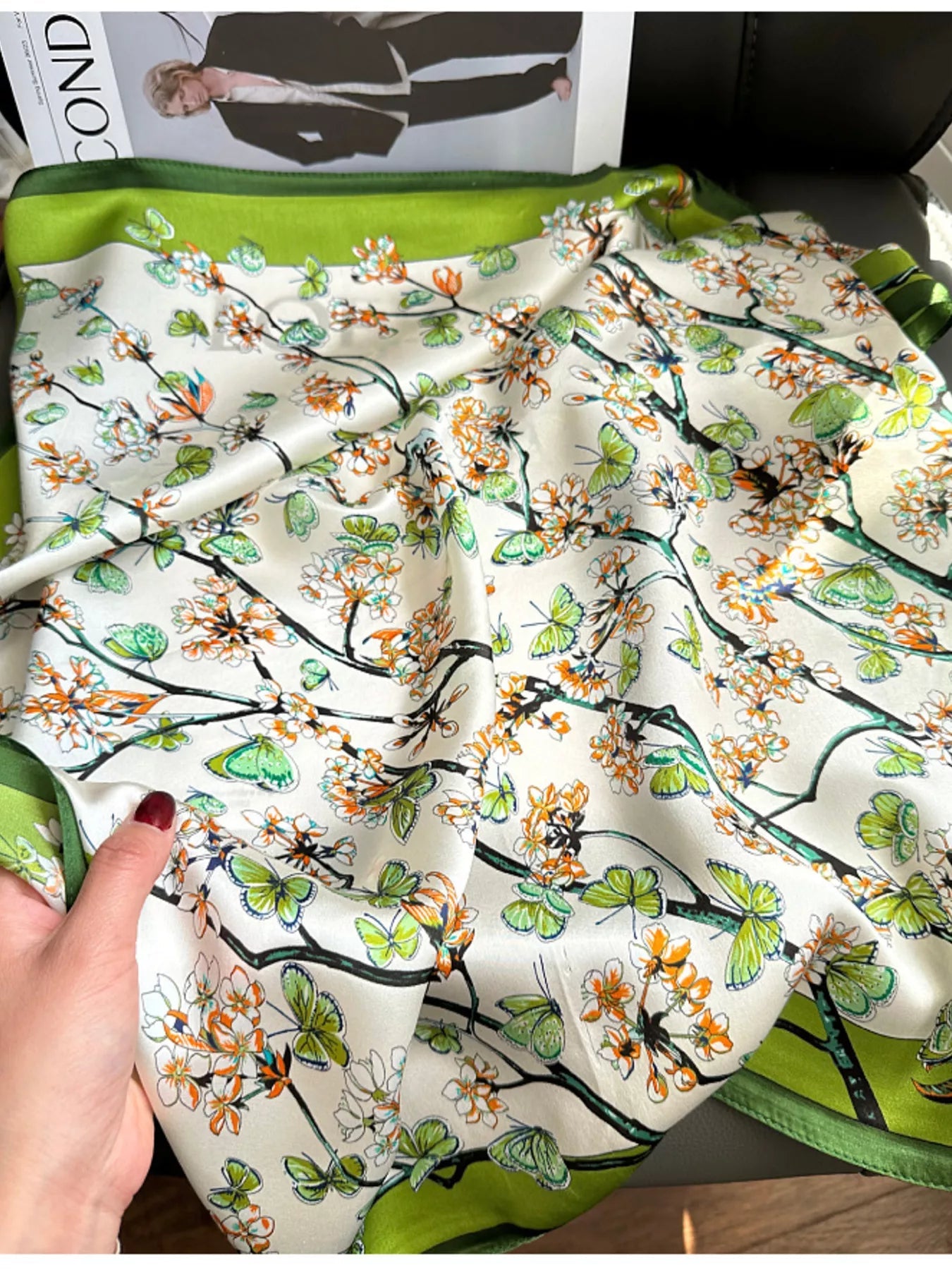 Floral Print Silk Scarf 