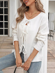 Tie-Front Long Sleeve Cardigan 