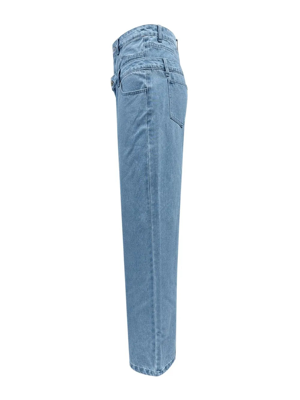 Faux Layered High Waist Jeans 