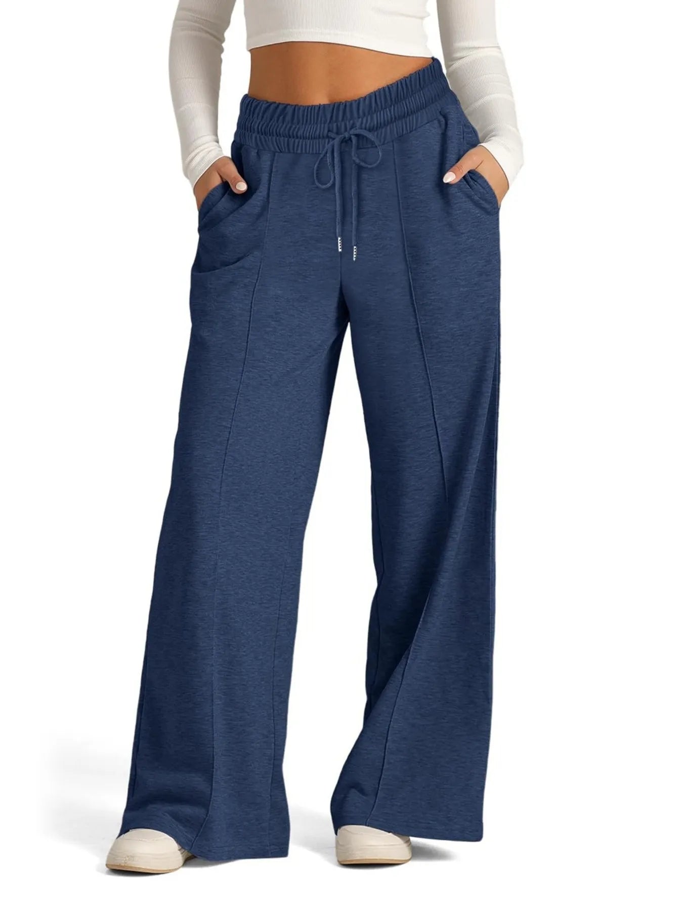 Full Size Drawstring Relaxed Fit Wide Leg Pants Plus Size 
