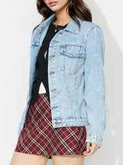 Button Up Long Sleeve Denim Shacket 