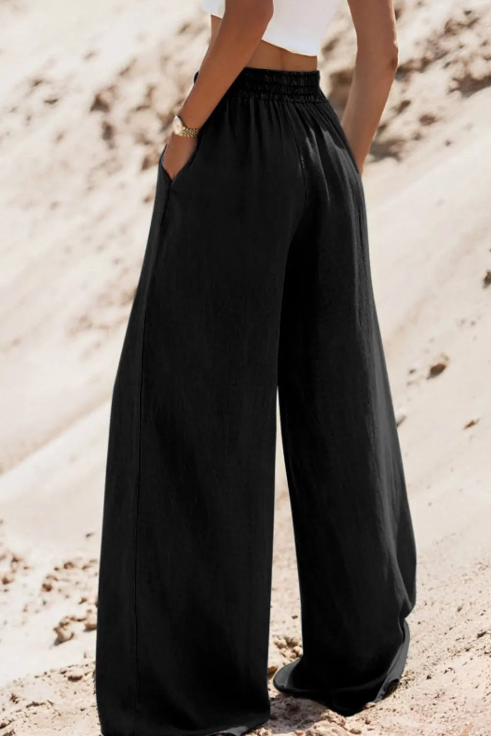 Drawstring Wide Leg Jeans 
