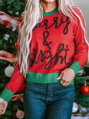 Merry & Bright Christmas Round Neck Sweater 