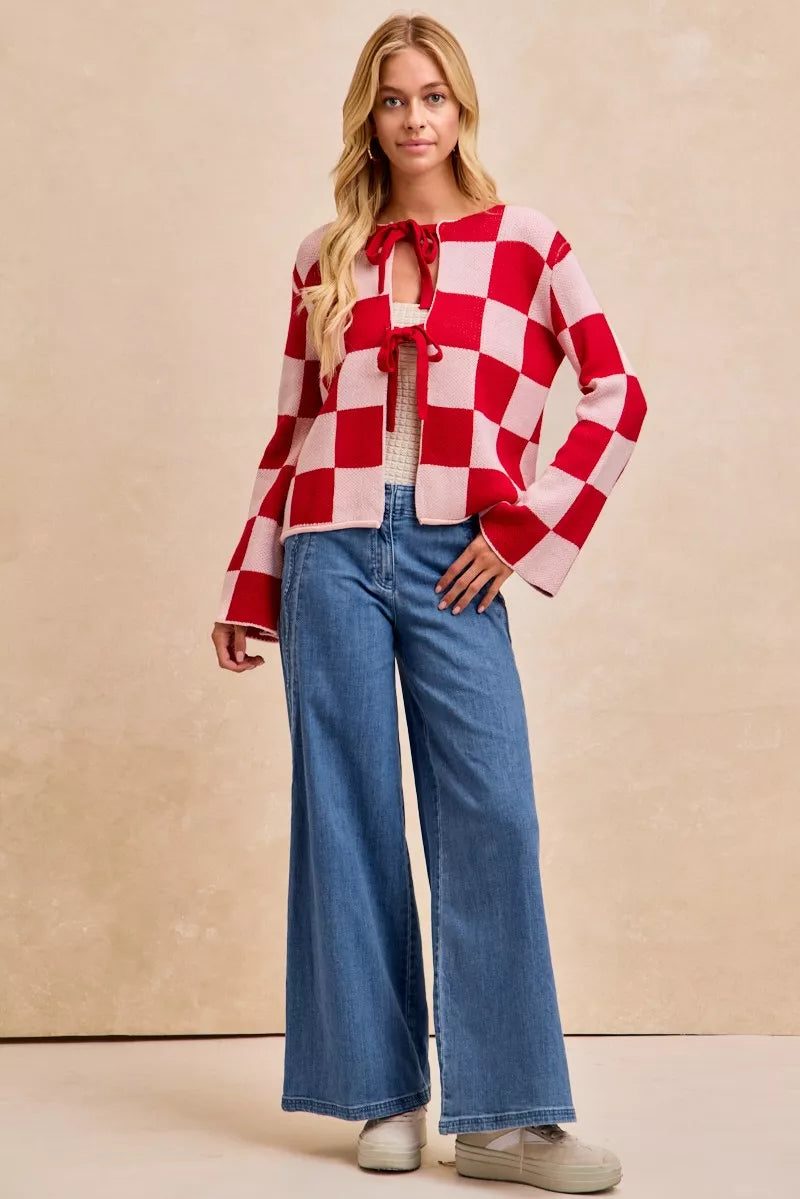 BiBi Wavy Side Edge Detail Lined Wide Leg Jeans 