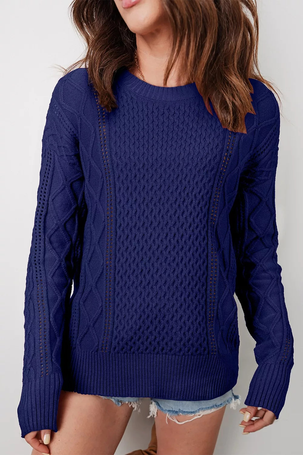 Classic Texture Knit Long Sleeve Sweater 