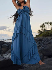 Ruffled Halter Neck Maxi Dress 
