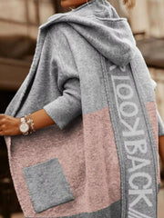 Full Size Hooded Color Block Open Front Cardigan Plus Size 