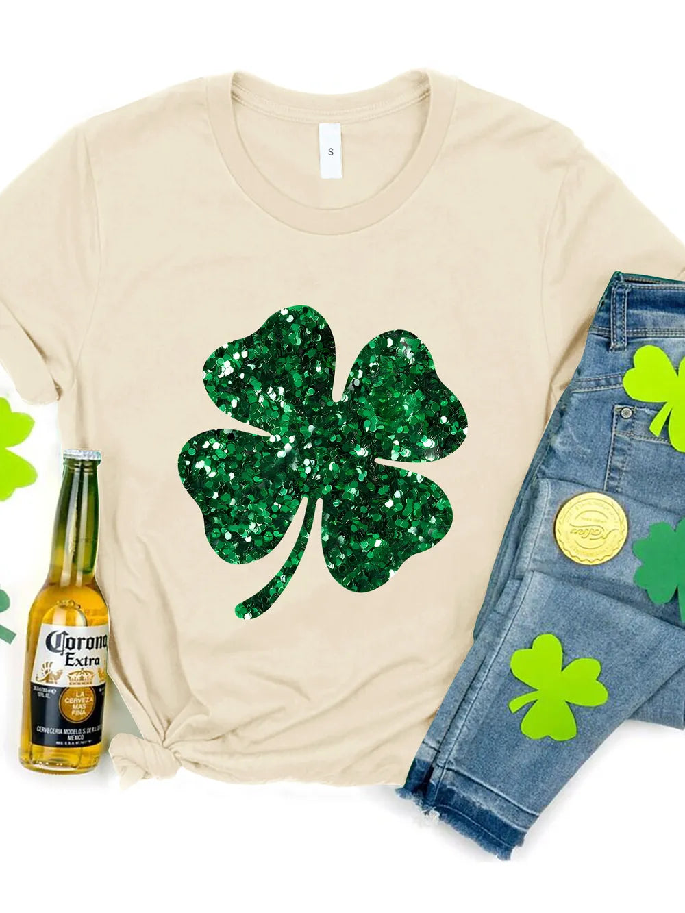 Lucky Clover Round Neck T-Shirt 