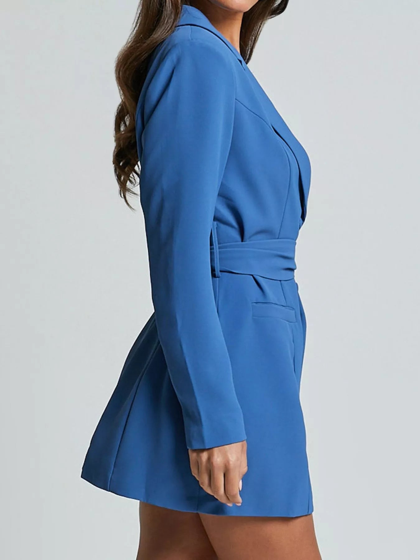 Lapel Collar Tie Waist Blazer 