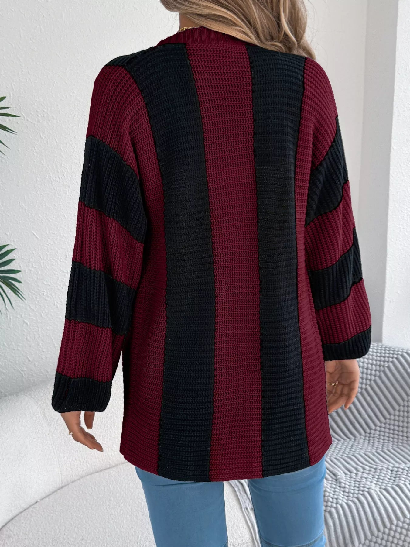 Color Block Button-Up Cardigan 