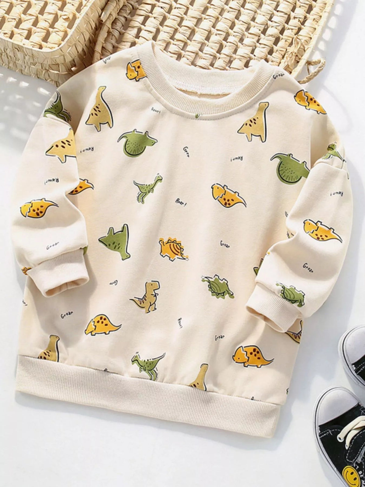 Children's Dinosaur Print Crew Neck Sweatshirt 