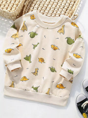 Children's Dinosaur Print Crew Neck Sweatshirt 