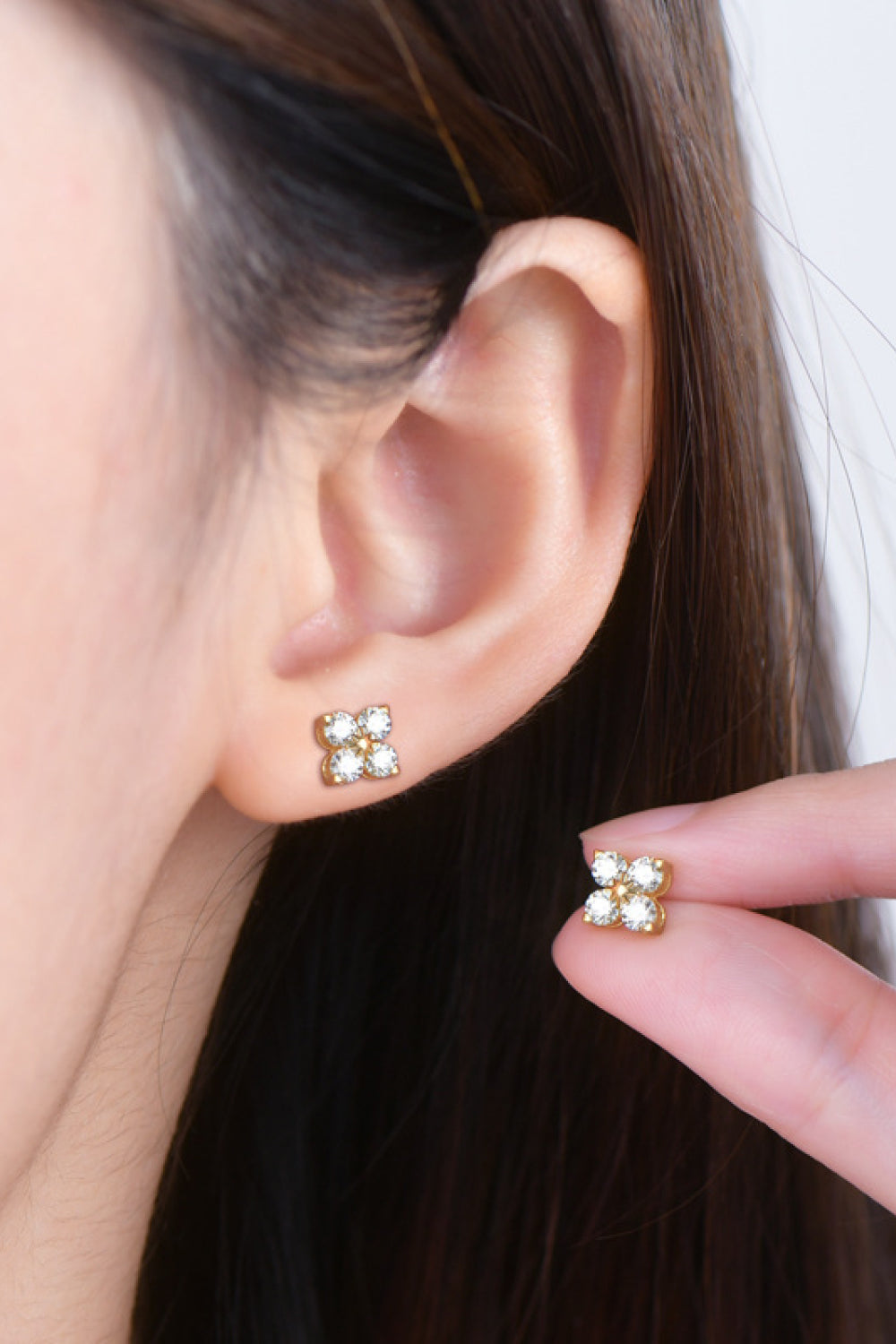 Moissanite 925 Sterling Silver Four-Leaf Clover Shape Earrings 