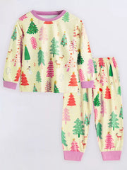 Children's Christmas Tree Print Pajama Set 