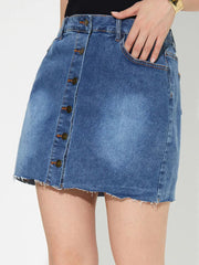 Pocketed Button Up Denim Skirt 