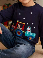 Children's Christmas Embroidered Round Neck Sweatshirt 