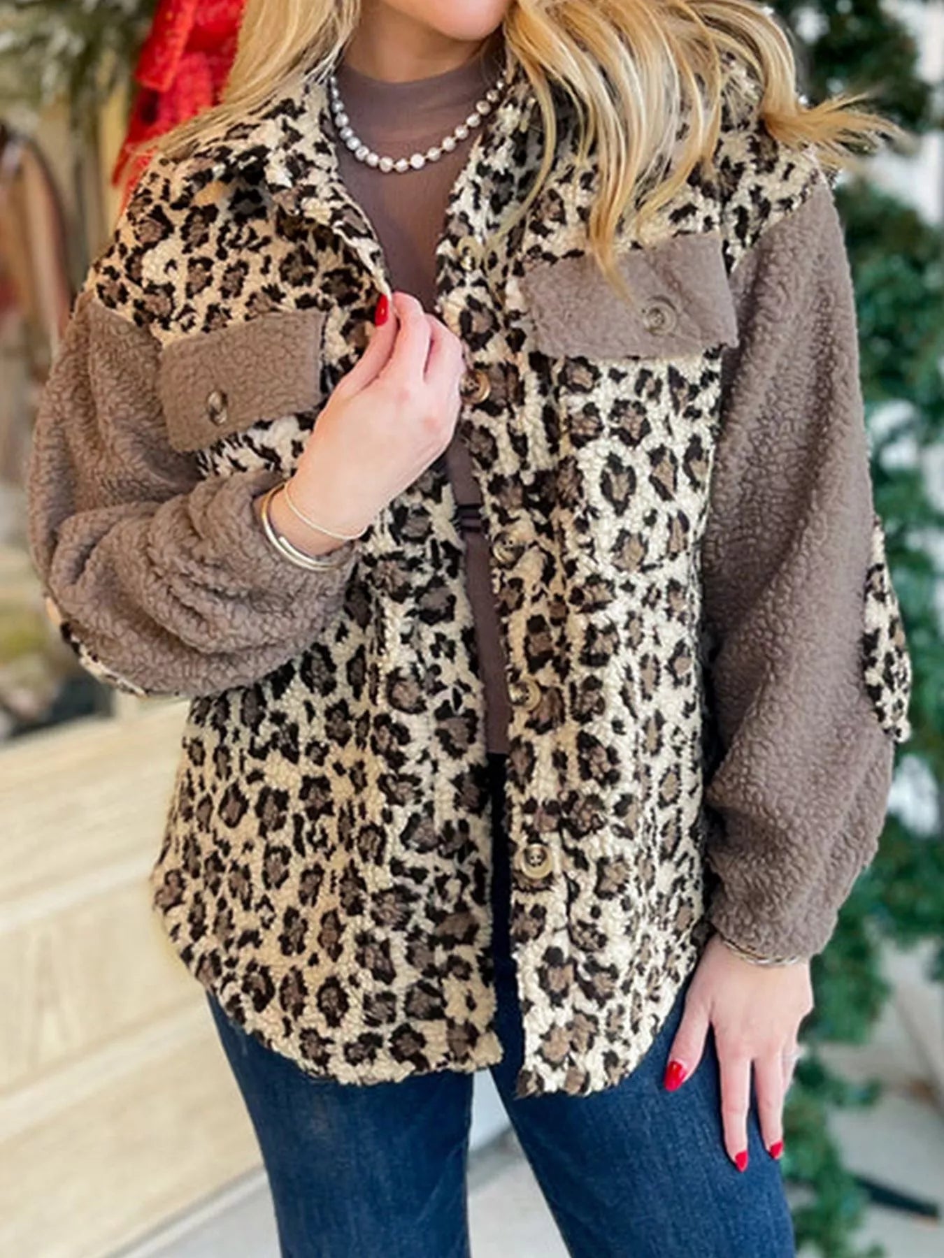 Leopard Print Teddy Fleece Jacket 
