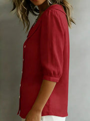 Full Size Peter Pan Collar Button-Down Shirt Plus Size 