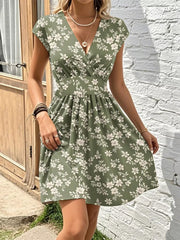 Floral Print Surplice Mini Dress 