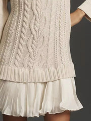 Full Size Cable-Knit Mini Sweater Dress Plus Size 