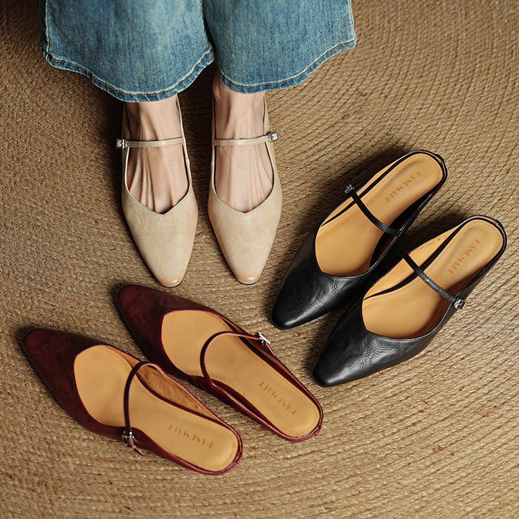 Bella Women's Slip-Ons | Genuine Leather, Pointed-Toe Design 