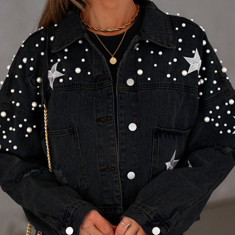 Bead Detail Denim Jacket 