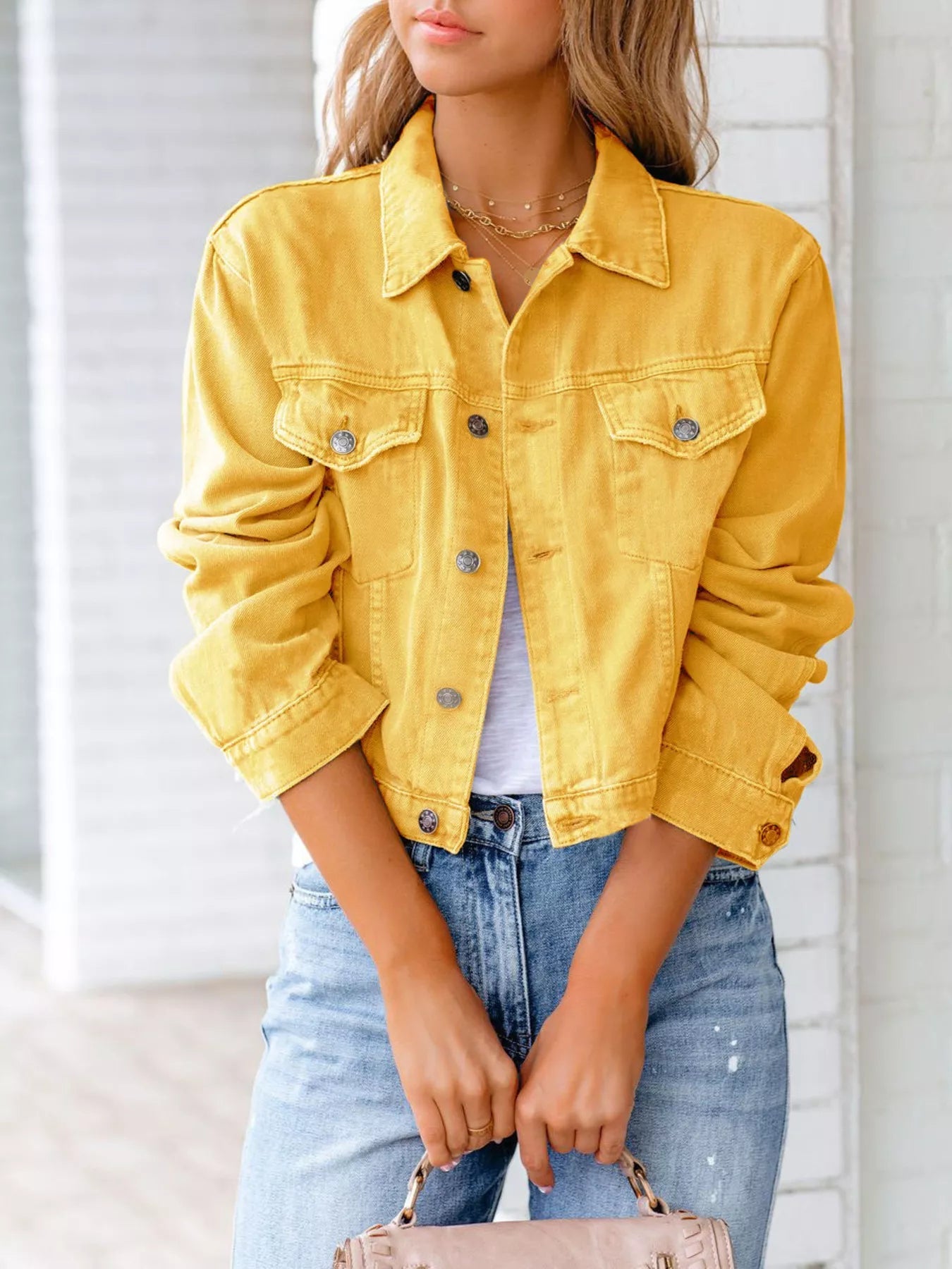 Button Up Long Sleeve Denim Jacket 