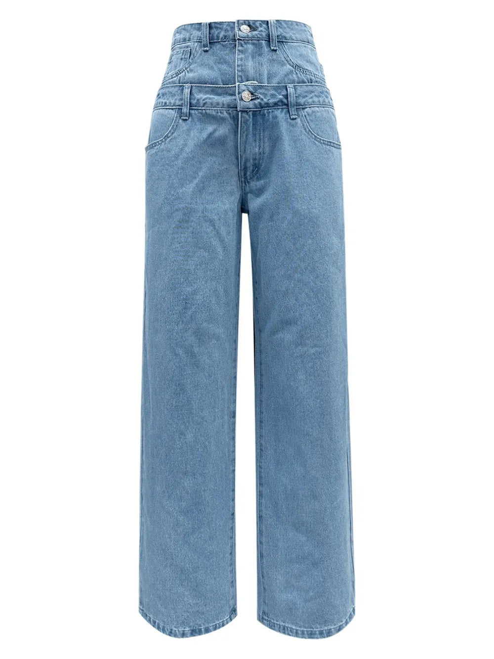 Faux Layered High Waist Jeans 