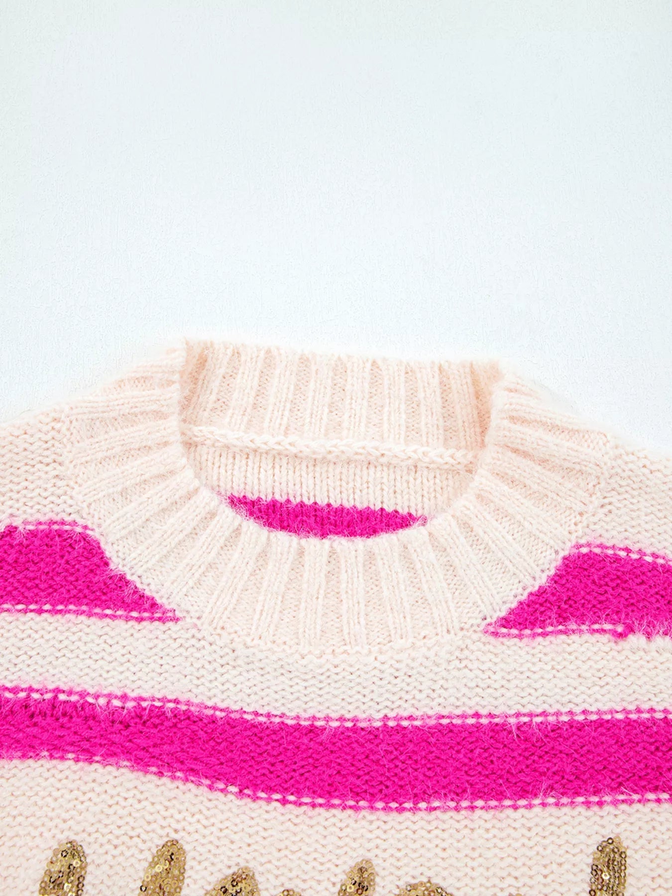 Sequin Letter Graphic Colorblock Loose Sweater 