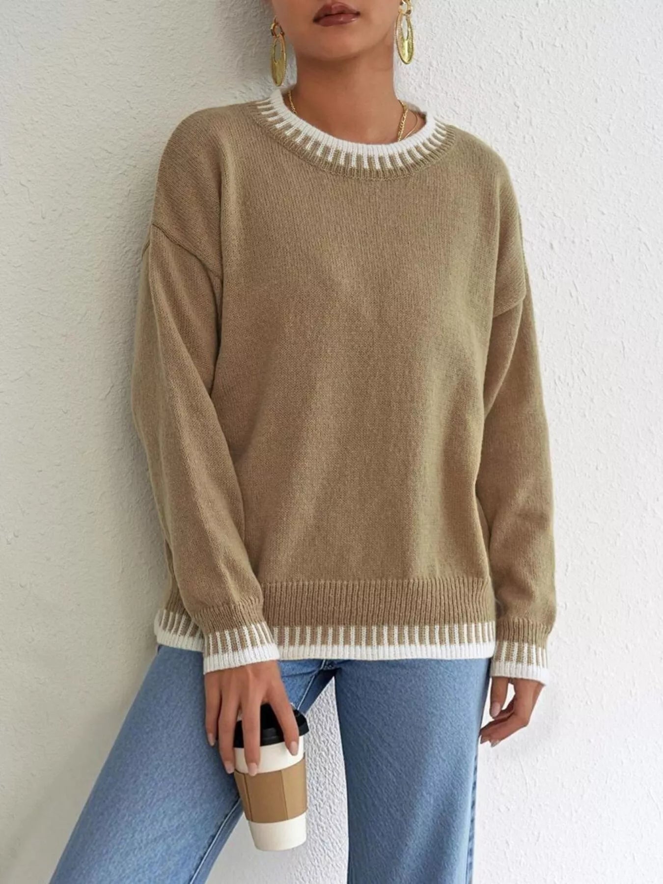 Relaxed Fit Long Sleeve Sweater 