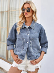Studded Long Sleeve Denim Jacket 