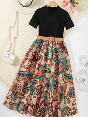 Children's Printed Short Sleeve Dress 