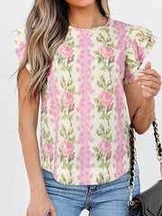 Floral Ruffle Sleeve Blouse 