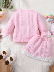 Children's Lace Detail Top and Skirt Set 